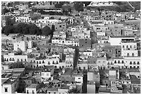 Colorful houses downtown seen from above. Zacatecas, Mexico ( black and white)