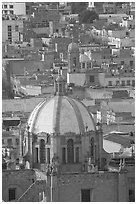 Dome of the Cathedral and rooftops. Zacatecas, Mexico ( black and white)