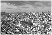 Panoramic view of the town from Paseo La Buffa, morning. Zacatecas, Mexico ( black and white)