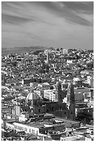 View of the cathedral and town. Zacatecas, Mexico ( black and white)
