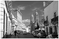 Hidalgo avenue and Cathdedral, morning. Zacatecas, Mexico ( black and white)