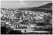 Panoramic view of town  from near the Teleferico, late afternoon. Zacatecas, Mexico ( black and white)