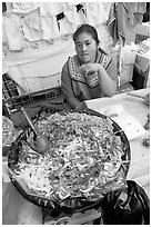 Woman and plater with typical vegetables. Guanajuato, Mexico ( black and white)