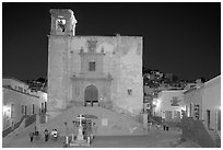 Plaza and church San Roque at night. Guanajuato, Mexico ( black and white)