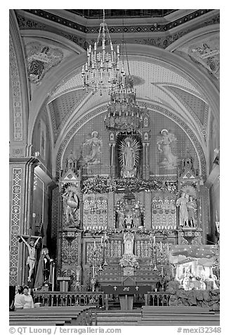 Decorated church altar. Guanajuato, Mexico (black and white)