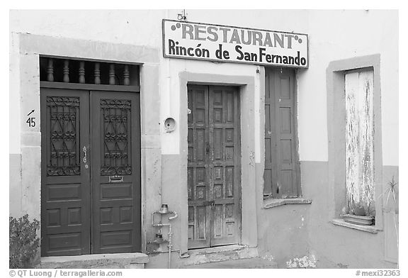 Closed doors of restaurant  Plazuela San Fernando. Guanajuato, Mexico