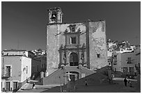 Plaza and church San Roque, early morning. Guanajuato, Mexico (black and white)