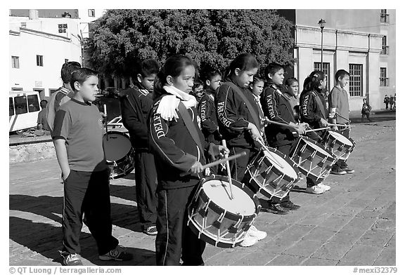 Children practising in a marching band. Guanajuato, Mexico