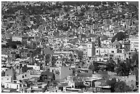View of the city center from Pipila, mid-day. Guanajuato, Mexico ( black and white)