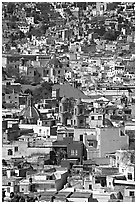 View of the city center with churches and roofs, mid-day. Guanajuato, Mexico ( black and white)