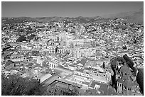 Historic city center with Church of San Diego, Basilic and  University. Guanajuato, Mexico ( black and white)