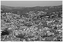 Panoramic view of the historic town and surrounding hills at dawn. Guanajuato, Mexico ( black and white)
