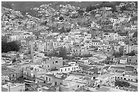 Historic town seen from above at dawn. Guanajuato, Mexico ( black and white)