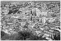 Panoramic view of the town center at dawn. Guanajuato, Mexico ( black and white)