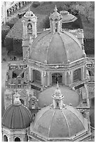Roofs and domes of Church of San Diego seen from above. Guanajuato, Mexico ( black and white)