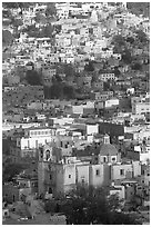 Church San Roque, and houses, early morning. Guanajuato, Mexico ( black and white)