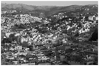 Panoramic view of the town, early morning. Guanajuato, Mexico ( black and white)