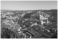 Panoramic view of the historic town center, early morning. Guanajuato, Mexico ( black and white)