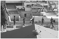 Roof of Teatro Juarez with statues. Guanajuato, Mexico ( black and white)