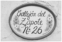 Street number sign. Guanajuato, Mexico ( black and white)