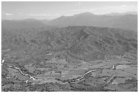 Aerial view of plain, foothills and Sierra de Madre. Mexico ( black and white)