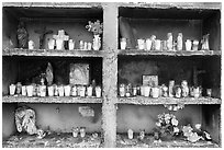 Candles in a roadside chapel. Mexico ( black and white)