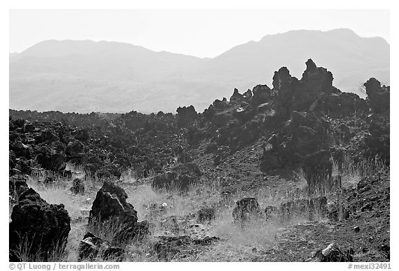 Hardened lava and hills. Mexico