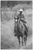 Man riding a horse. Mexico (black and white)