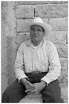 Man with cowboy hat. Mexico (black and white)