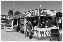 Customers at food stand. Baja California, Mexico ( black and white)
