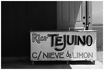 Sign at beachside food stand. Baja California, Mexico ( black and white)