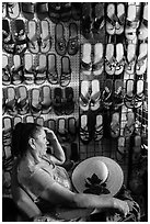 Sandals vendor. Baja California, Mexico ( black and white)