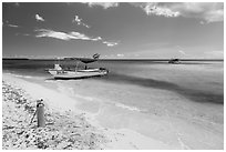 Dive boats and beach. Cozumel Island, Mexico ( black and white)
