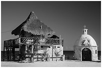 Bar and Chan Santa Cruz Monument, Punta Sur. Cozumel Island, Mexico ( black and white)