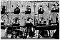 Facade of old townhouse. Jerusalem, Israel ( black and white)