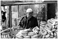 Arab bread vendor. Jerusalem, Israel (black and white)