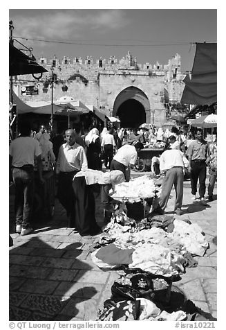 Street market inside the old town next to the remparts. Jerusalem, Israel
