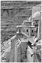 Blue dome of the Mar Saba Monastery. West Bank, Occupied Territories (Israel) (black and white)