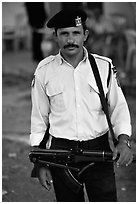 Palestinian Policeman, Jericho. West Bank, Occupied Territories (Israel) (black and white)