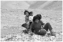 Bedouin children playing, Judean Desert. West Bank, Occupied Territories (Israel) (black and white)
