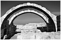 Arches in Nabatean ruins, Avdat. Negev Desert, Israel ( black and white)