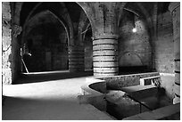 Medieval room of the Knights Hospitalliers quarters, Akko (Acre). Israel ( black and white)
