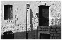 Blue door and windows, Synagogue Quarter, Safed (Tsfat). Israel ( black and white)