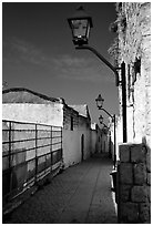 Alley with lanterns, Synagogue Quarter, Safed (Safad). Israel ( black and white)