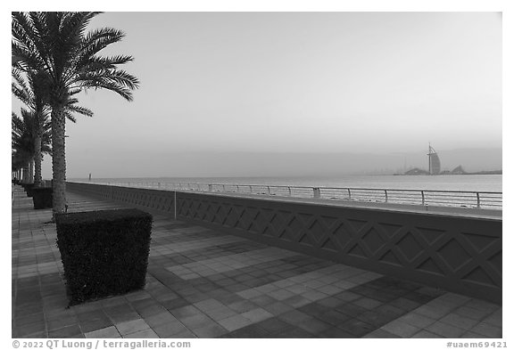 Promenade, Palm Jumeira. United Arab Emirates (black and white)