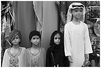 Manequins with arabic apparel, Deira Souk. United Arab Emirates ( black and white)