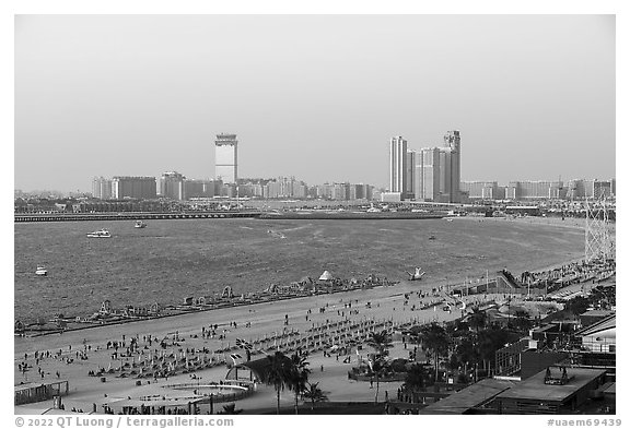 JBR Beach, Dubai Marina. United Arab Emirates (black and white)