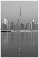 Downtown skyline wtih Burj Khalifa. United Arab Emirates ( black and white)
