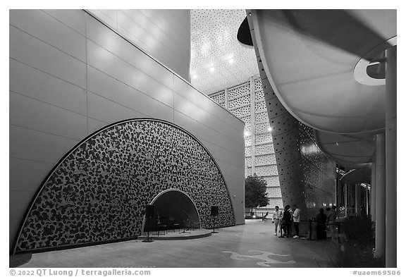 Entrance to Kazakhstan Pavilion. Expo 2020, Dubai, United Arab Emirates (black and white)