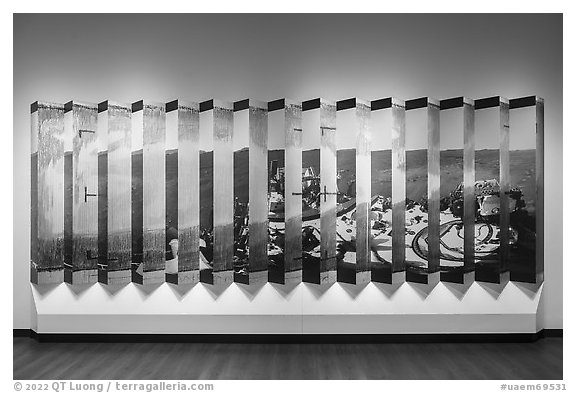 Display with views from Mars, USA Pavilion. Expo 2020, Dubai, United Arab Emirates (black and white)